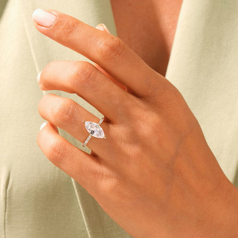 Marquise Moissanite Engagement Ring