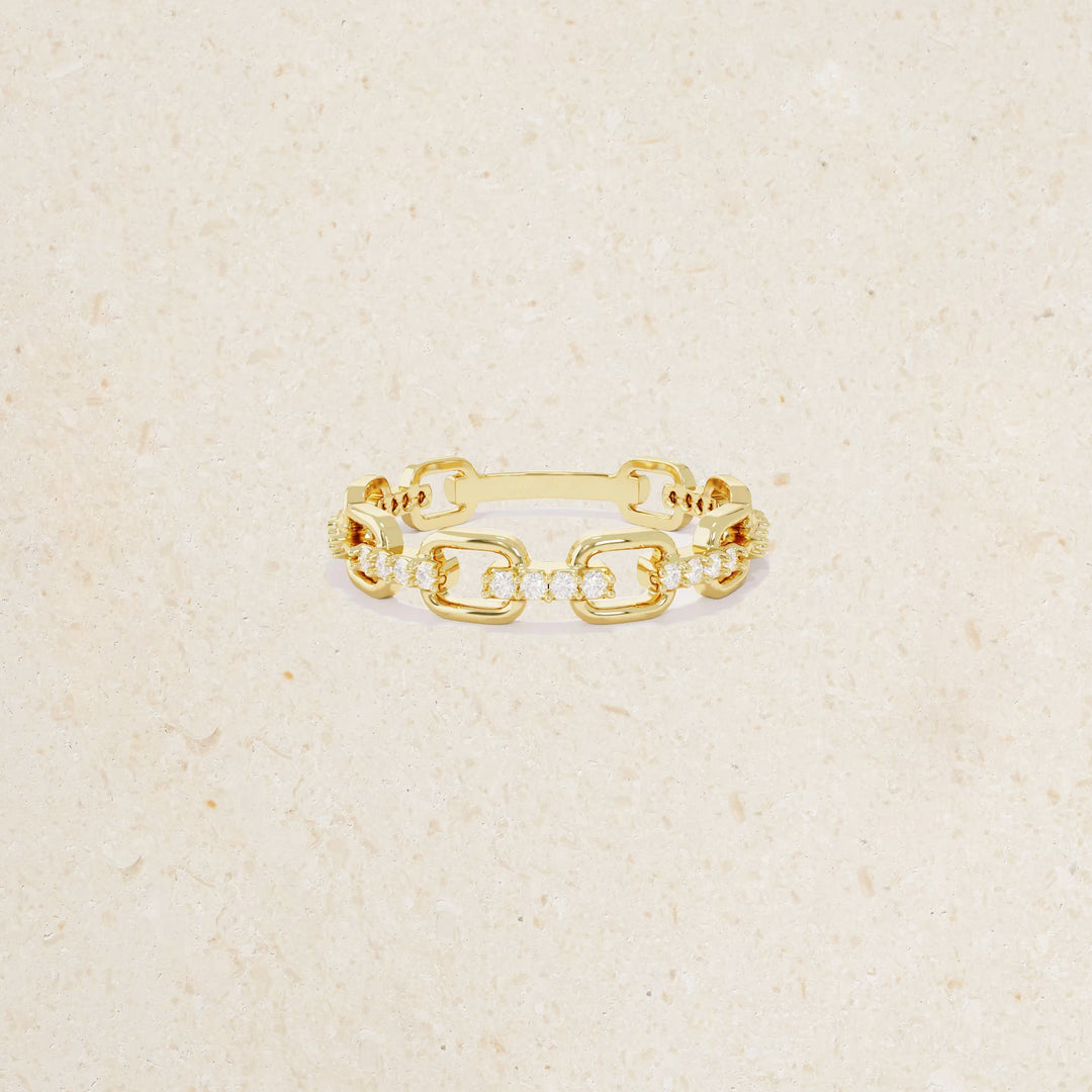 Gold Diamond Chain Link Ring