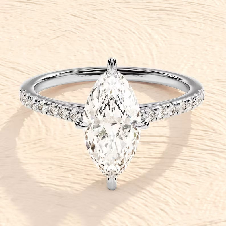 Marquise Moissanite Engagement Ring