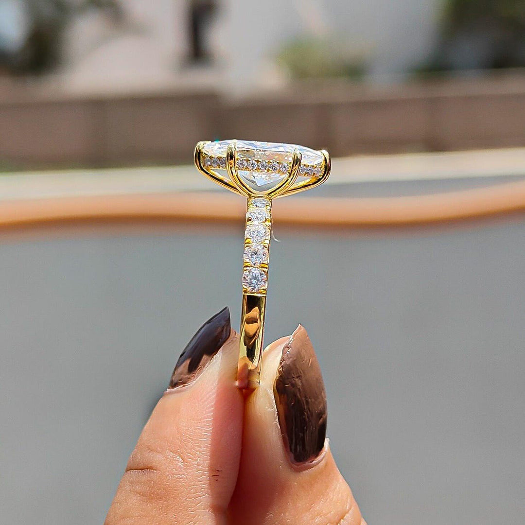2.5 CT Marquise Cut Moissanite Engagement Ring 14K Solid Gold Wedding Ring Marquise Diamond Hidden Halo Ring Anniversary Ring Promise Ring