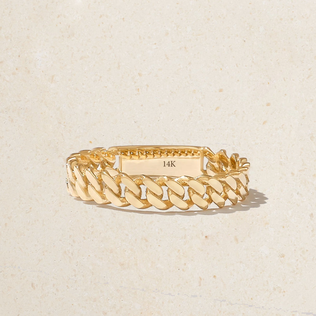 14K Gold Cuban Chain Ring