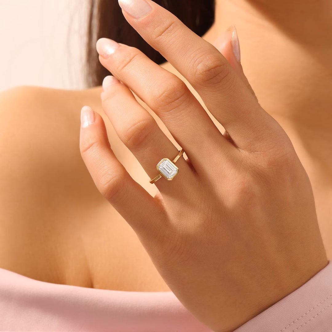 Emerald Cut Moissanite Engagement Rings