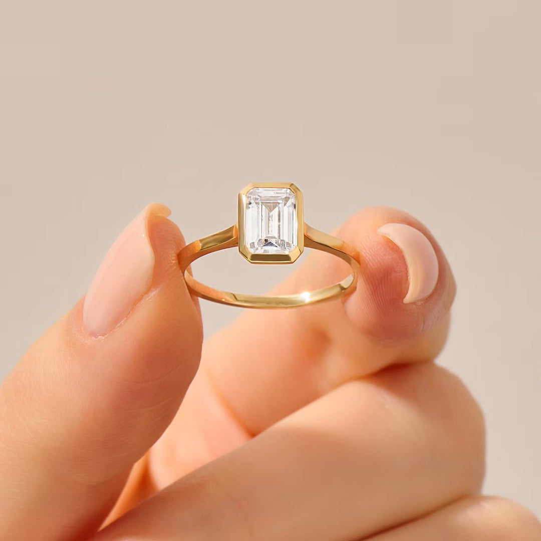 Emerald Cut Moissanite Engagement Rings