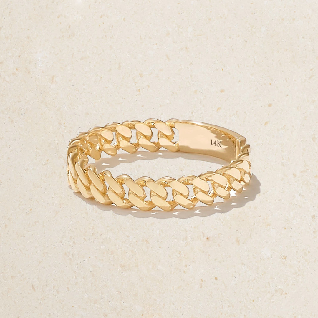 14K Gold Cuban Chain Ring