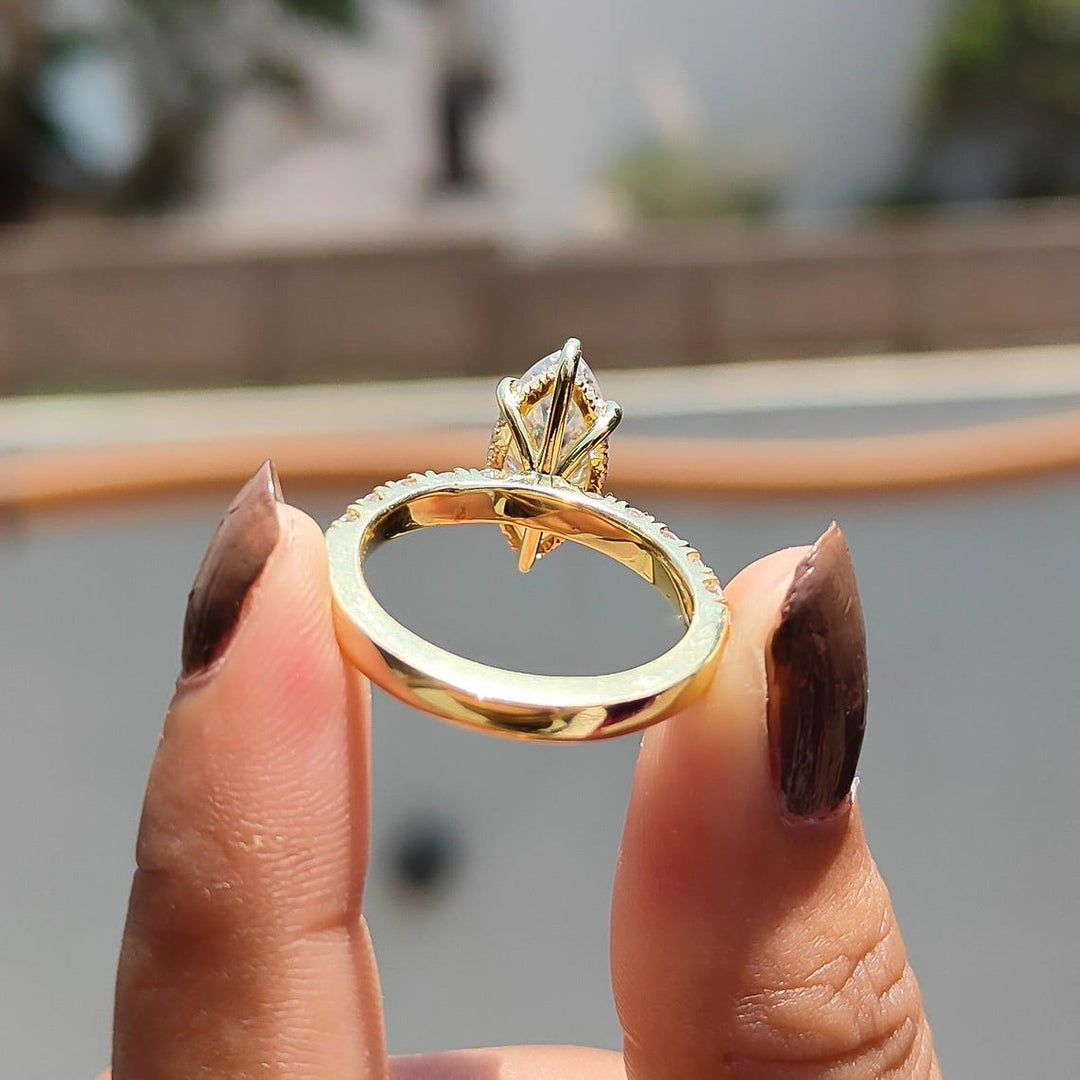 2.5 CT Marquise Cut Moissanite Engagement Ring 14K Solid Gold Wedding Ring Marquise Diamond Hidden Halo Ring Anniversary Ring Promise Ring