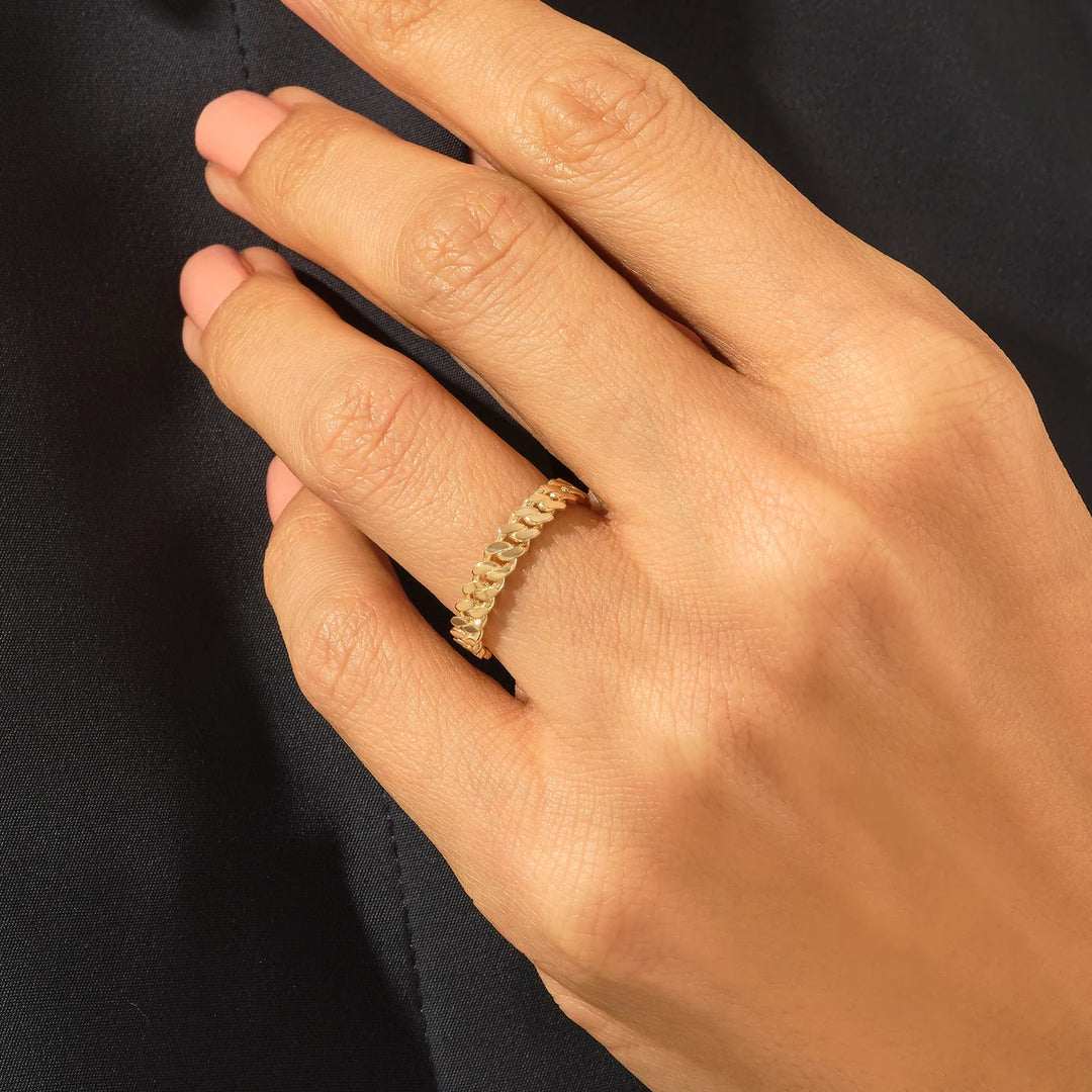 14K Gold Cuban Chain Ring