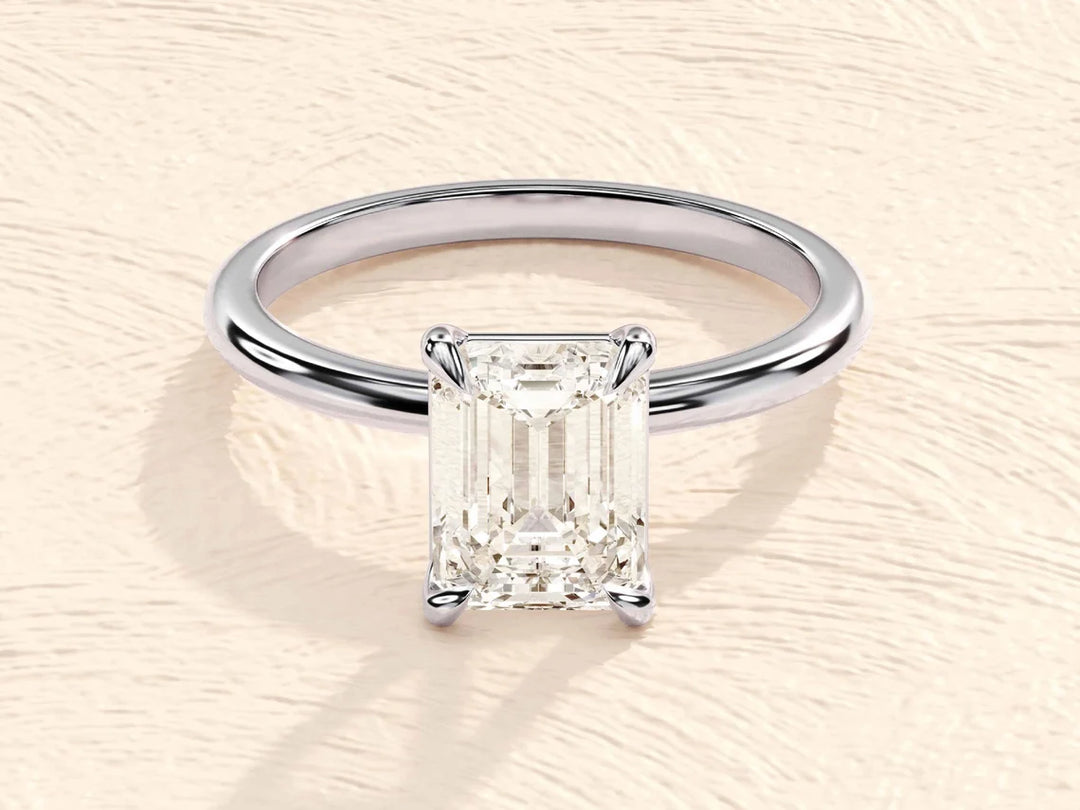 Emerald Cut Engagement Ring in 14k Solid Gold