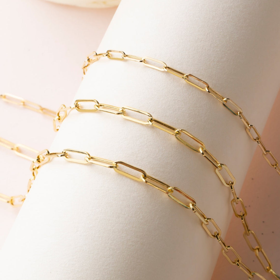14K Solid Gold Paperclip Chain Necklace, Real Gold, 3 Sizes, Minimalist, Gift for Her, Cute Necklace, Chain Necklace, Gold Chain Necklace