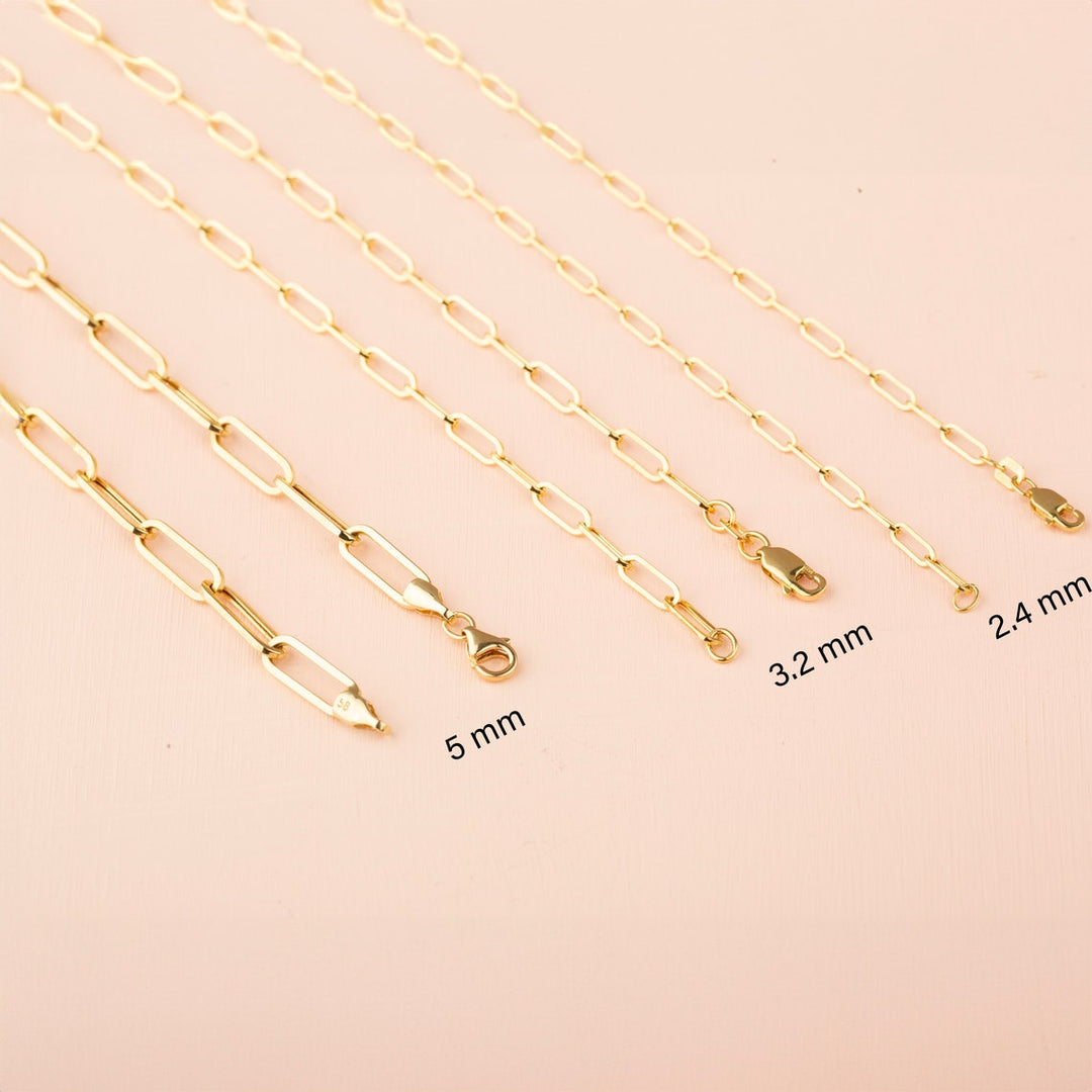 14K Solid Gold Paperclip Chain Necklace, Real Gold, 3 Sizes, Minimalist, Gift for Her, Cute Necklace, Chain Necklace, Gold Chain Necklace