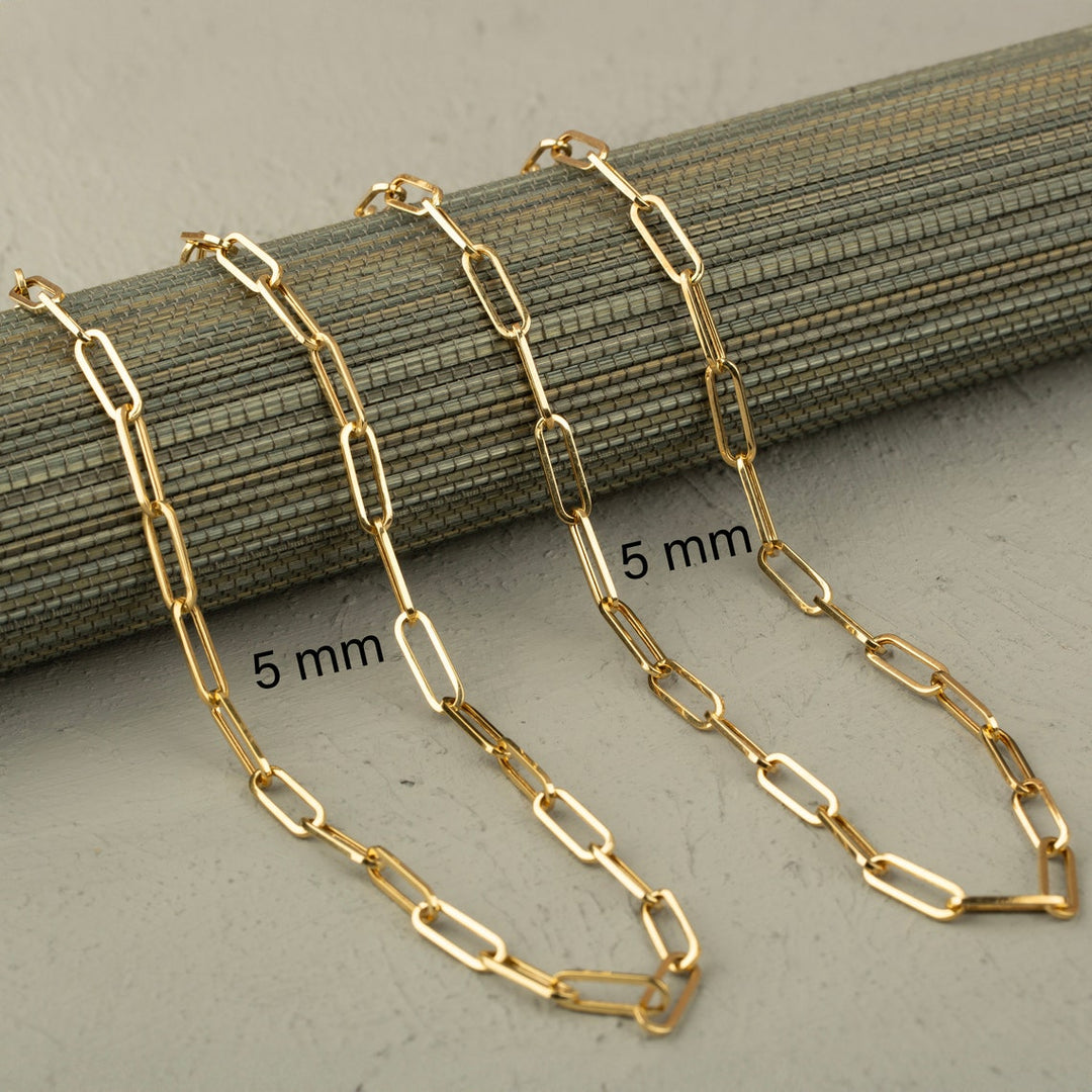 14K Solid Gold Paperclip Chain Necklace, Real Gold, 3 Sizes, Minimalist, Gift for Her, Cute Necklace, Chain Necklace, Gold Chain Necklace