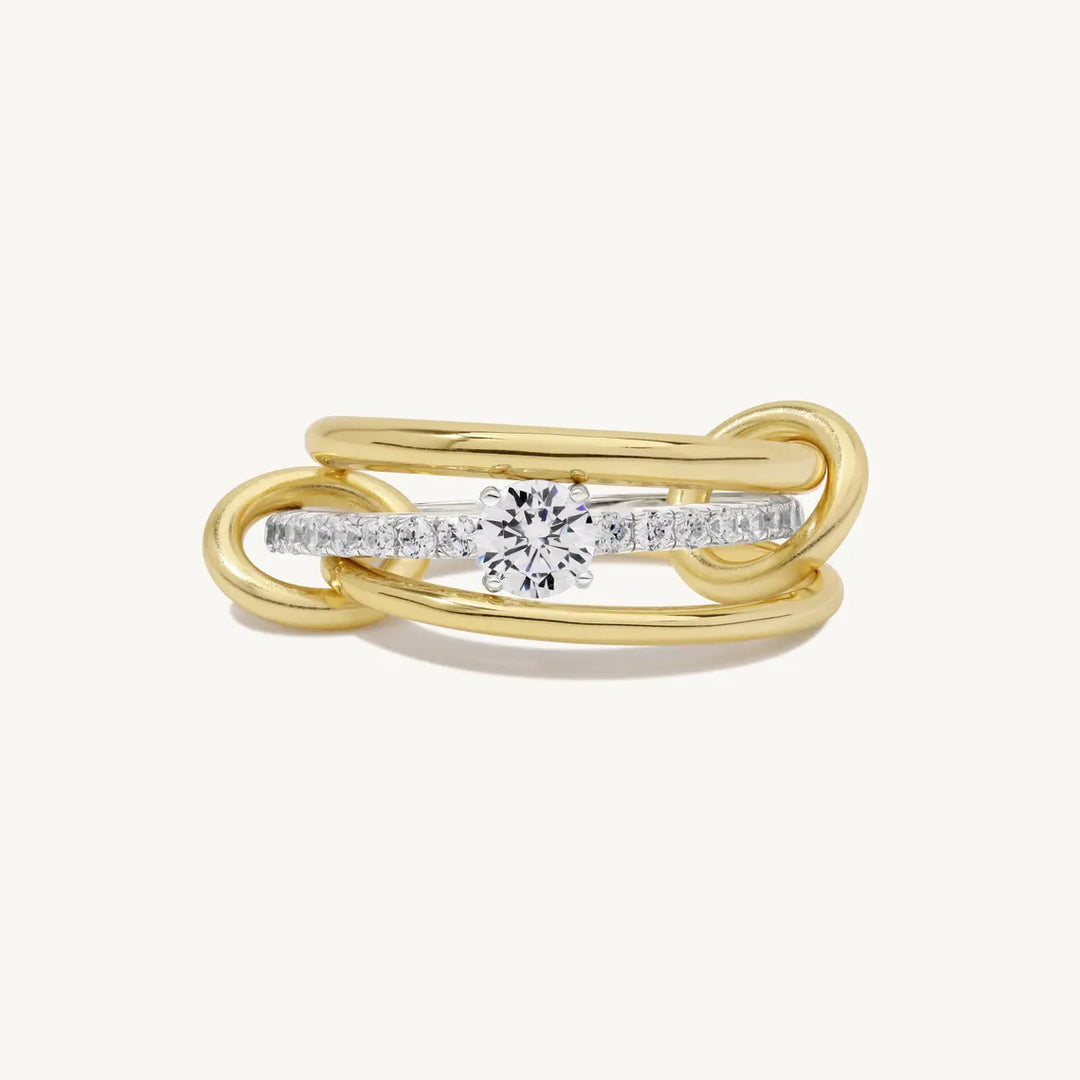 14K Gold Connector Diamond Eternity Band Ring