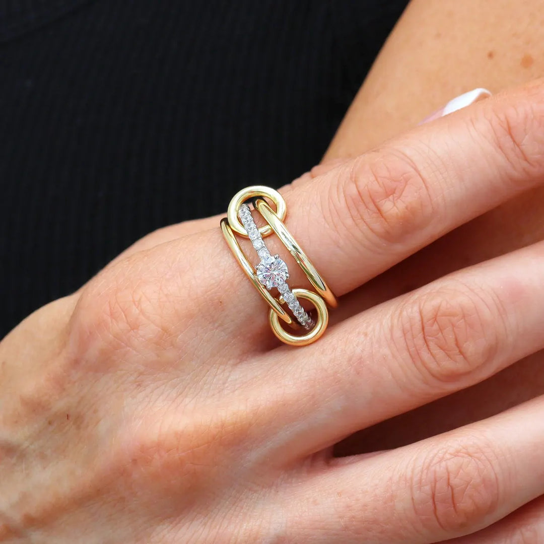 14K Gold Connector Diamond Eternity Band Ring