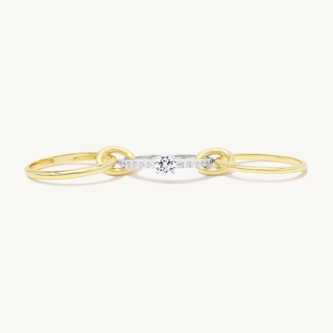 14K Gold Connector Diamond Eternity Band Ring