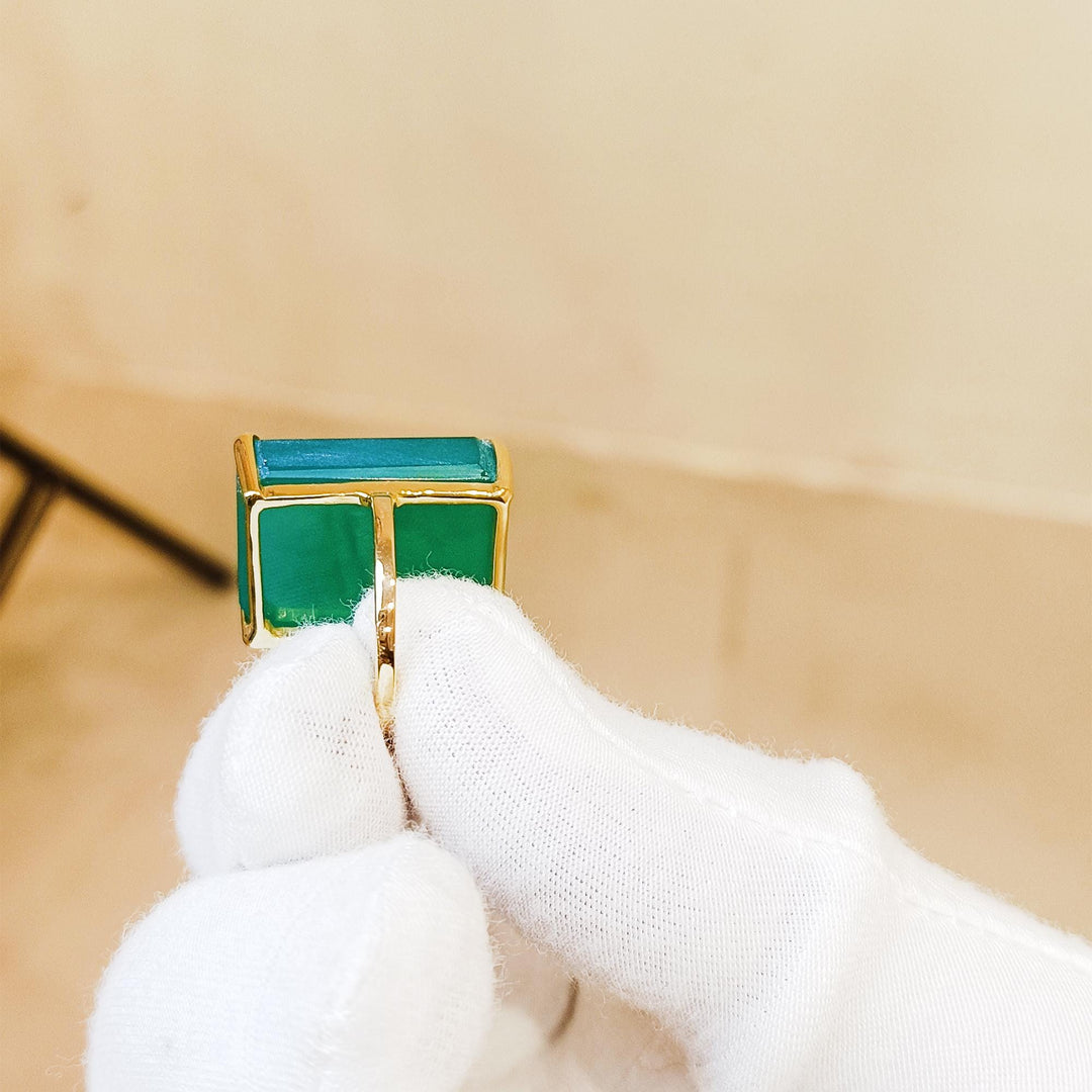 100% Glowing Genuine Emerald Ring, Minimalist Small Dainty, Natural Emerald Ring with Exotic Neon Color & Glow 925 Sterling Silver