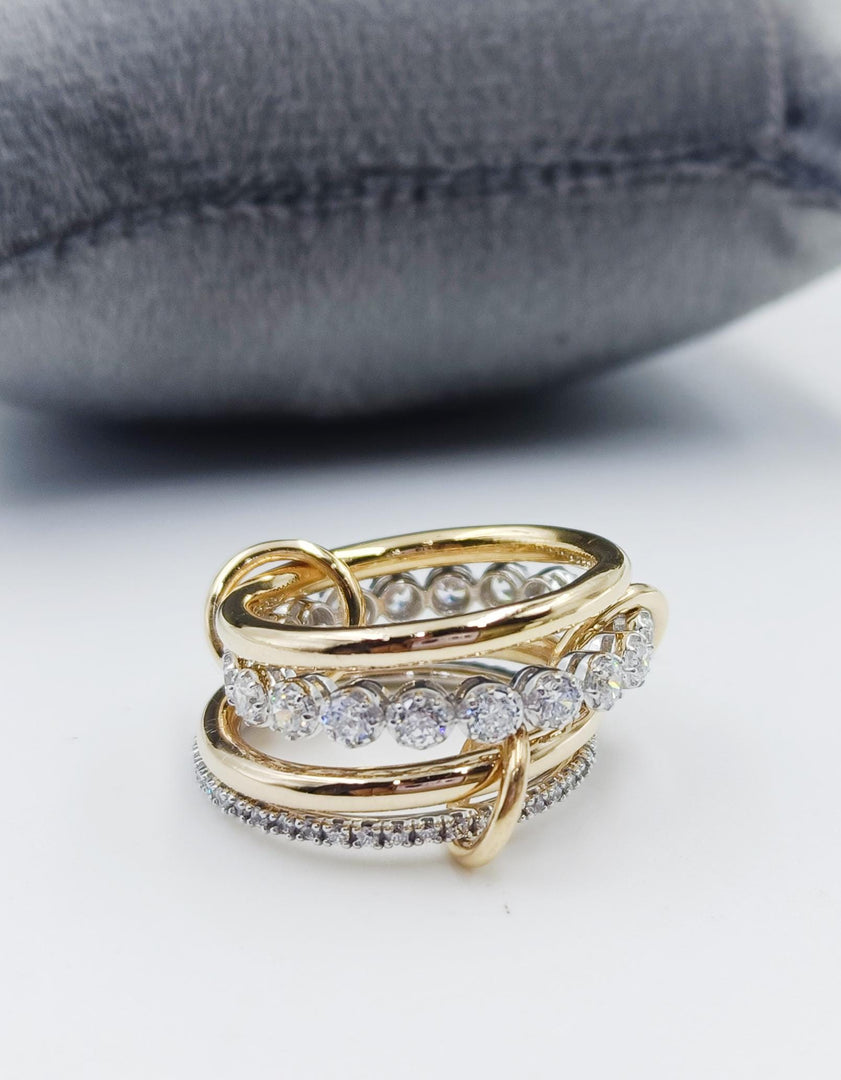 14KGF Gold Eternity Multi Link Connected Ring, Circle Plain Eternity Ring