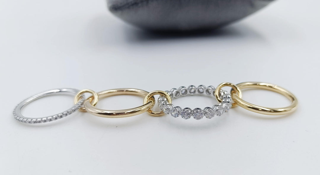 14KGF Gold Eternity Multi Link Connected Ring, Circle Plain Eternity Ring