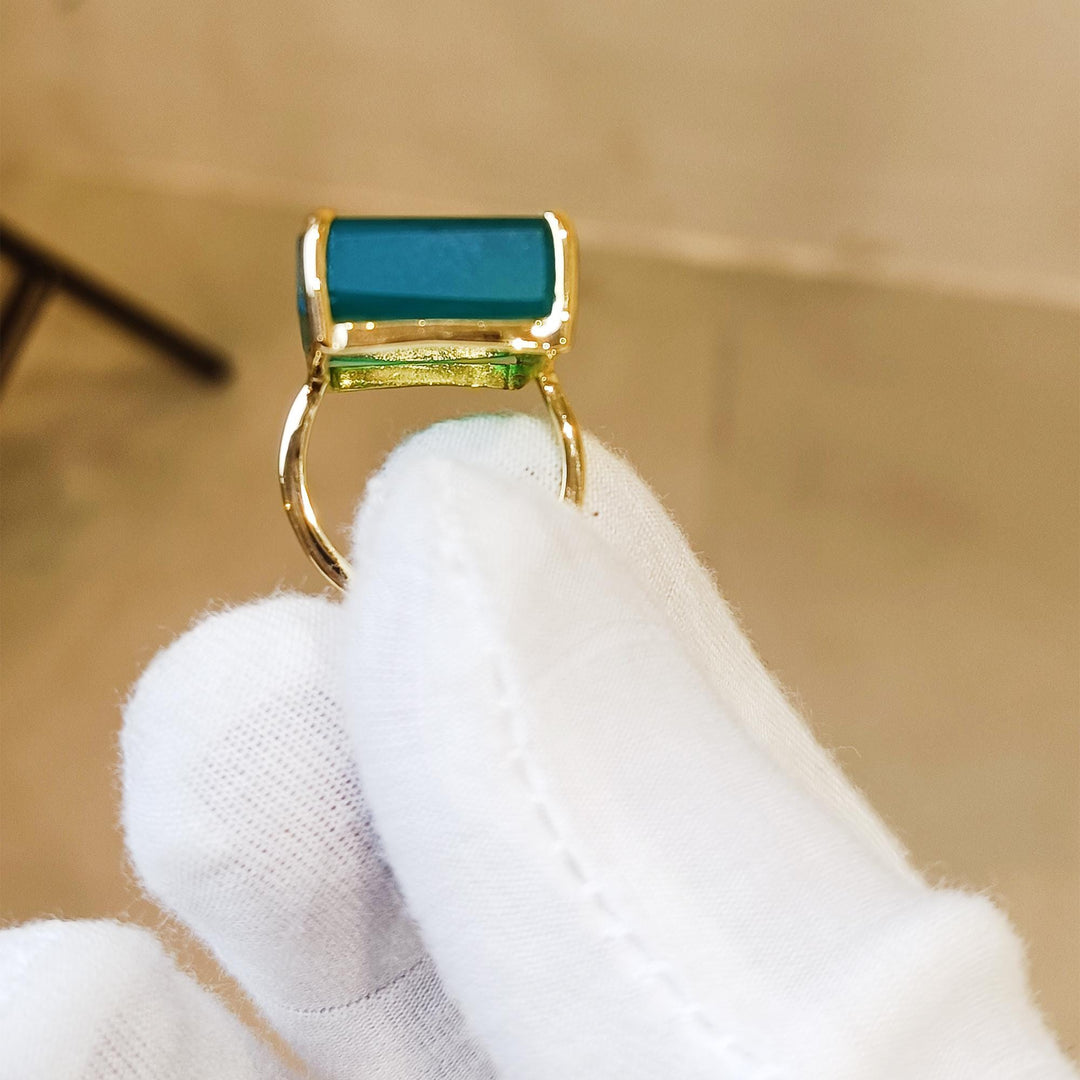 100% Glowing Genuine Emerald Ring, Minimalist Small Dainty, Natural Emerald Ring with Exotic Neon Color & Glow 925 Sterling Silver
