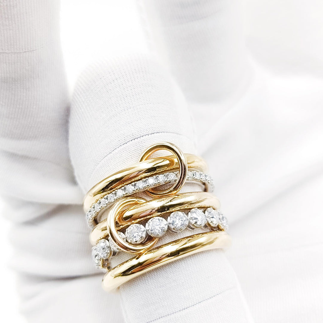14KGF Gold Eternity Multi Link Connected Ring, Circle Plain Eternity Ring 14KGF Gold Eternity Multi Link Connected Ring, Two Tone rings