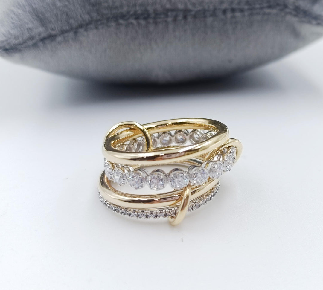 14KGF Gold Eternity Multi Link Connected Ring, Circle Plain Eternity Ring