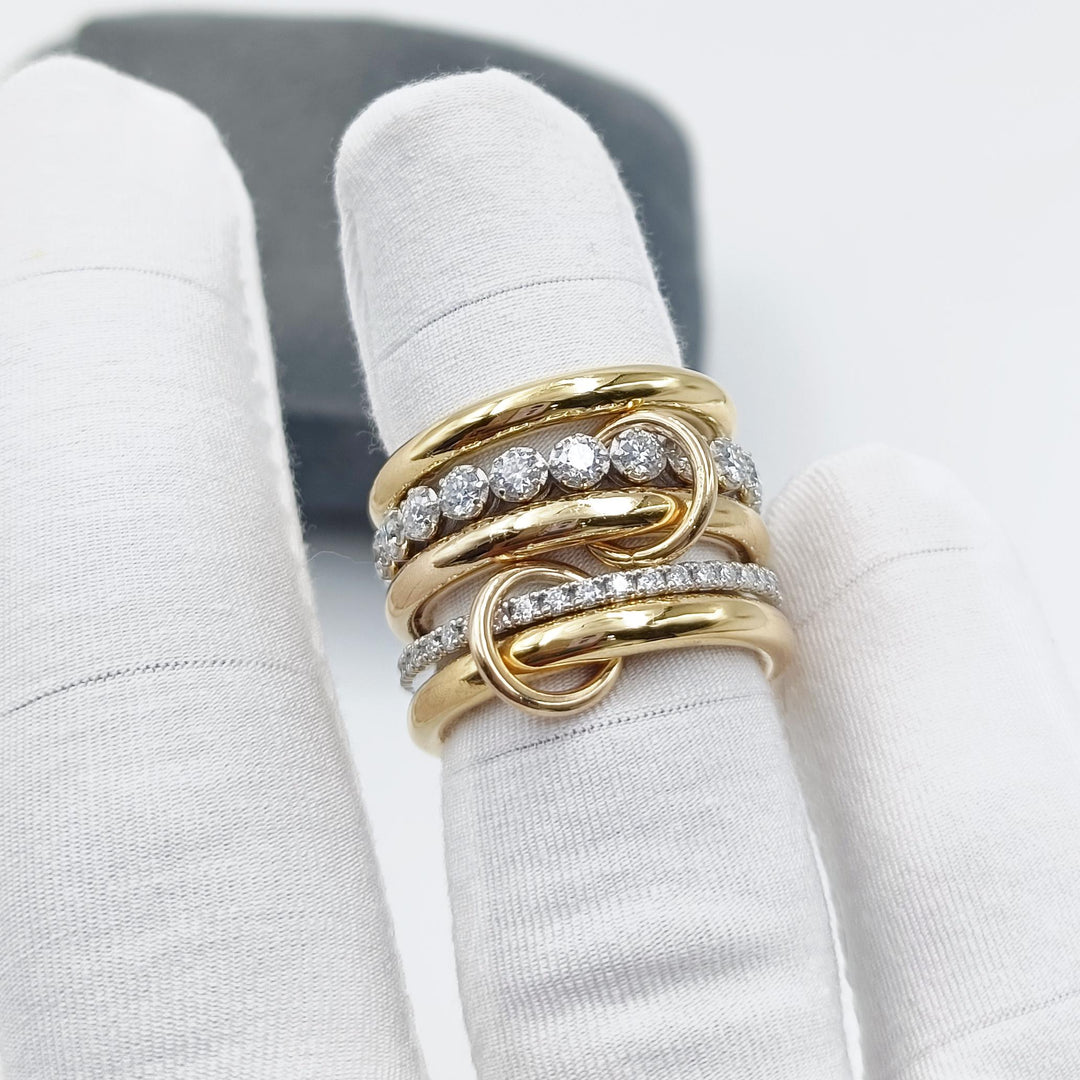 14KGF Gold Eternity Multi Link Connected Ring, Circle Plain Eternity Ring 14KGF Gold Eternity Multi Link Connected Ring, Two Tone rings