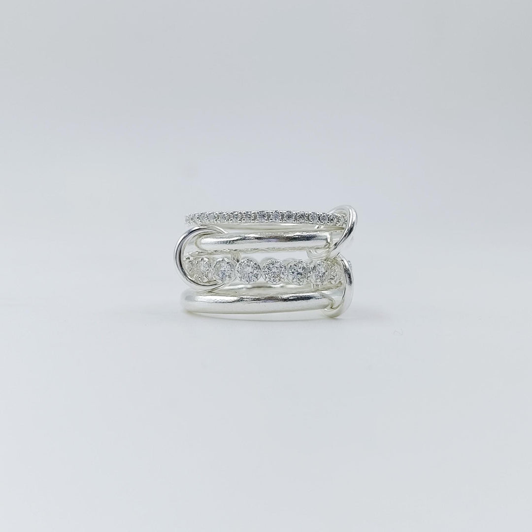14KGF Gold Multi Link Connected Ring, Chunky Gold Ring, Gold Ring Set, Eternity Statement Ring, Interlocking Ring, 1/20 14K Stamped