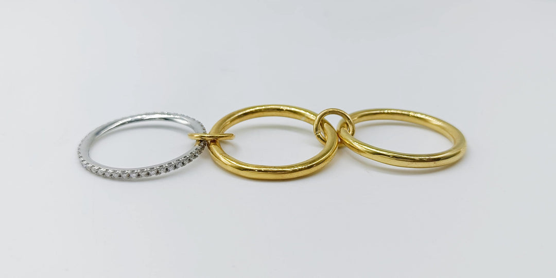 14KGF Gold Multi Link Connected Ring Chunky Gold Ring Gold Ring Set Eternity Statement Ring Maximalist Ring Interlocking Ring