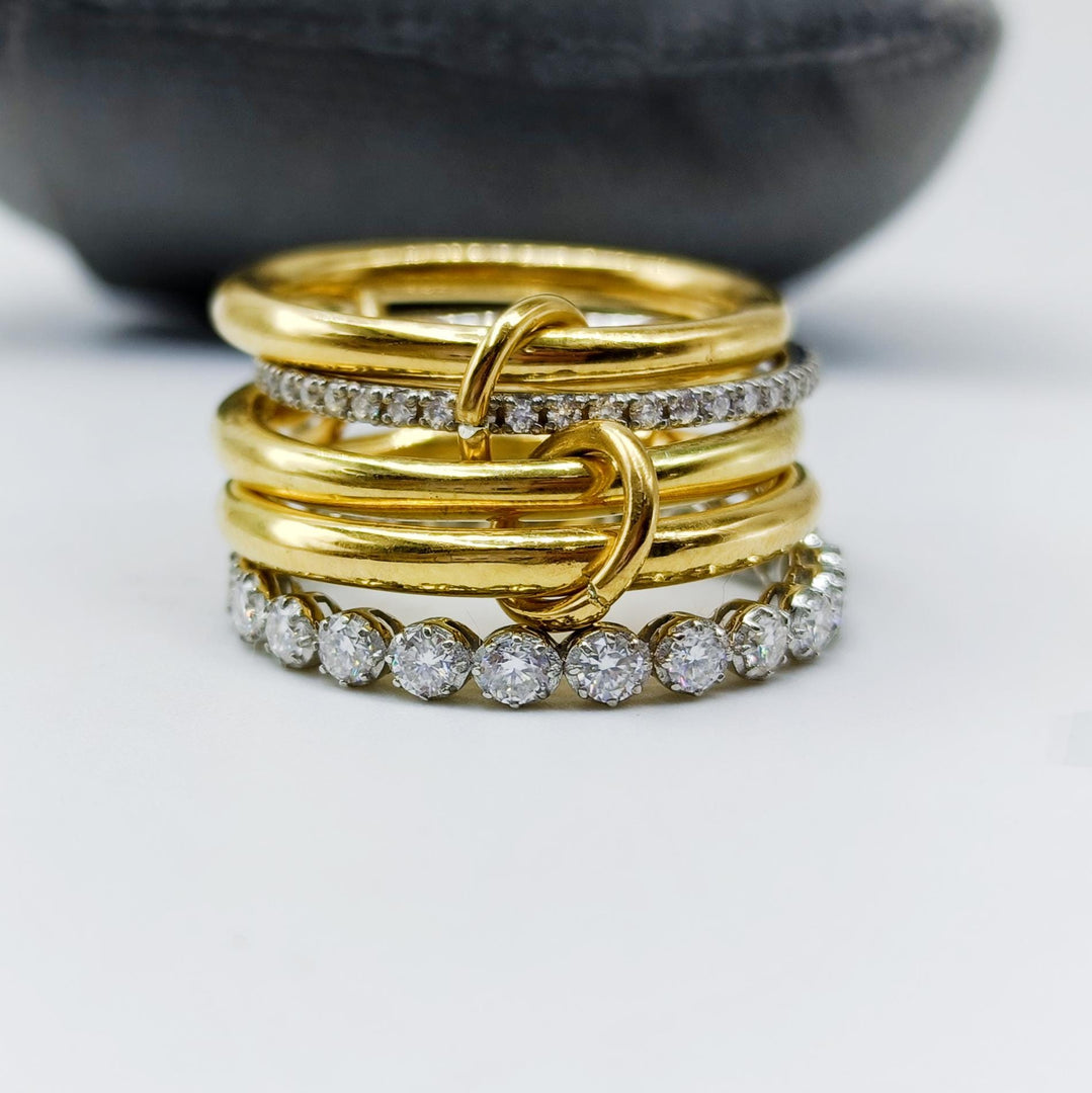 14KGF Gold Eternity multi Link Connected Ring, Two Tone Connected Rings