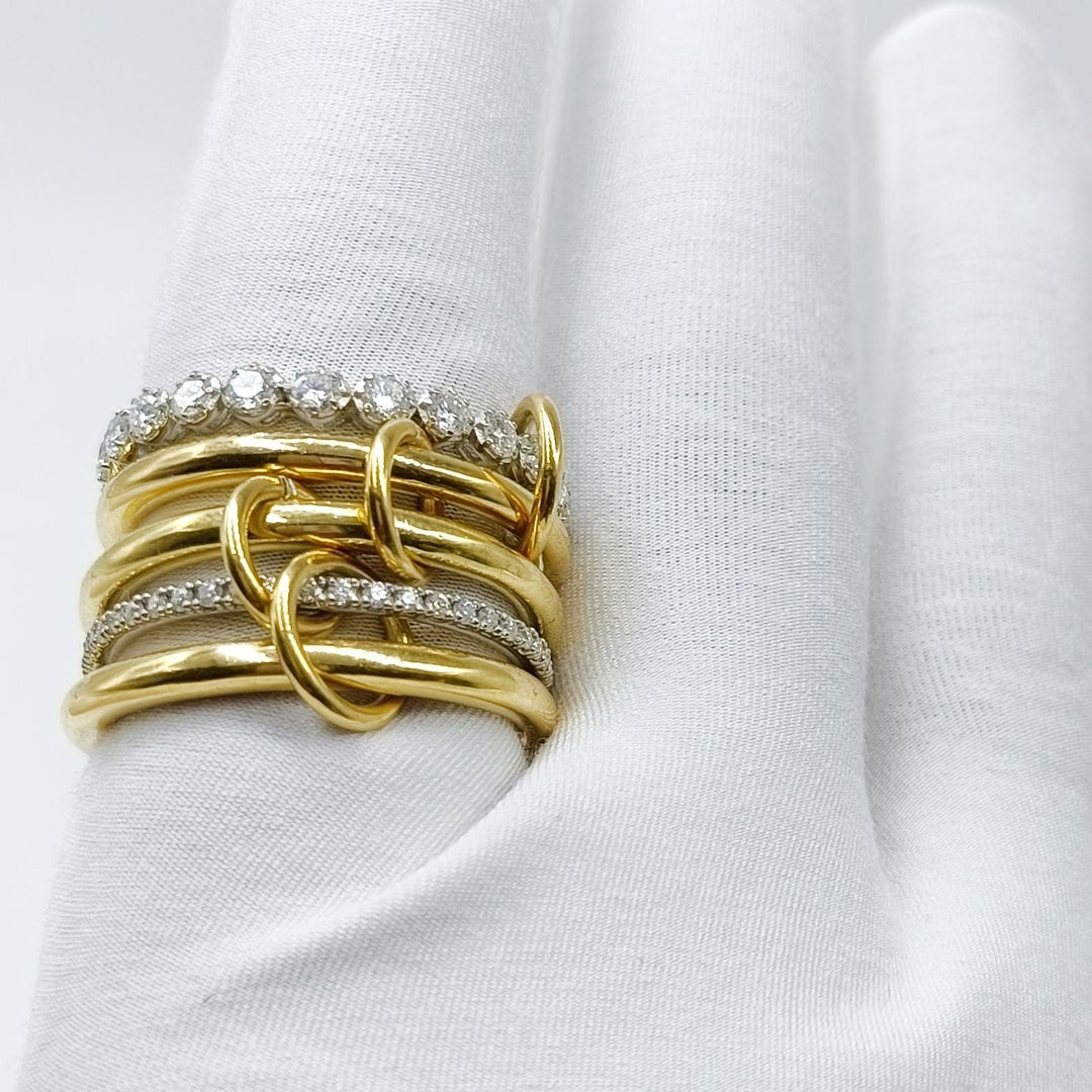14KGF Gold Eternity multi Link Connected Ring, Two Tone Connected Rings