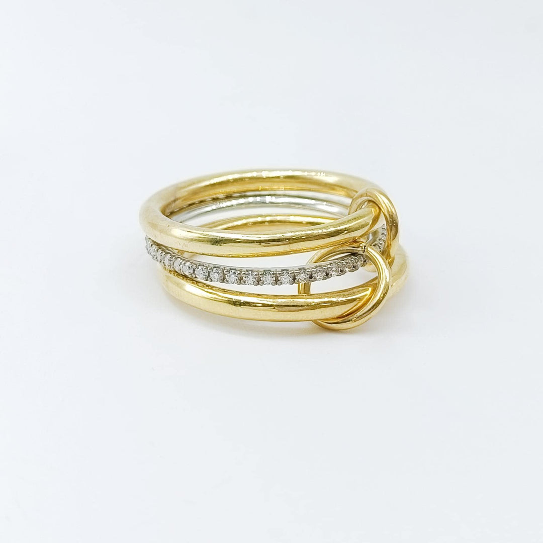New Sia Ring 14KGF Gold Multi Link Connected Ring Chunky Gold Ring Gold Ring Set Eternity Statement Maximalist Interlocking Ring