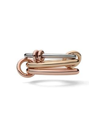 9k yellow and rose , white solid gold multi band ring ,