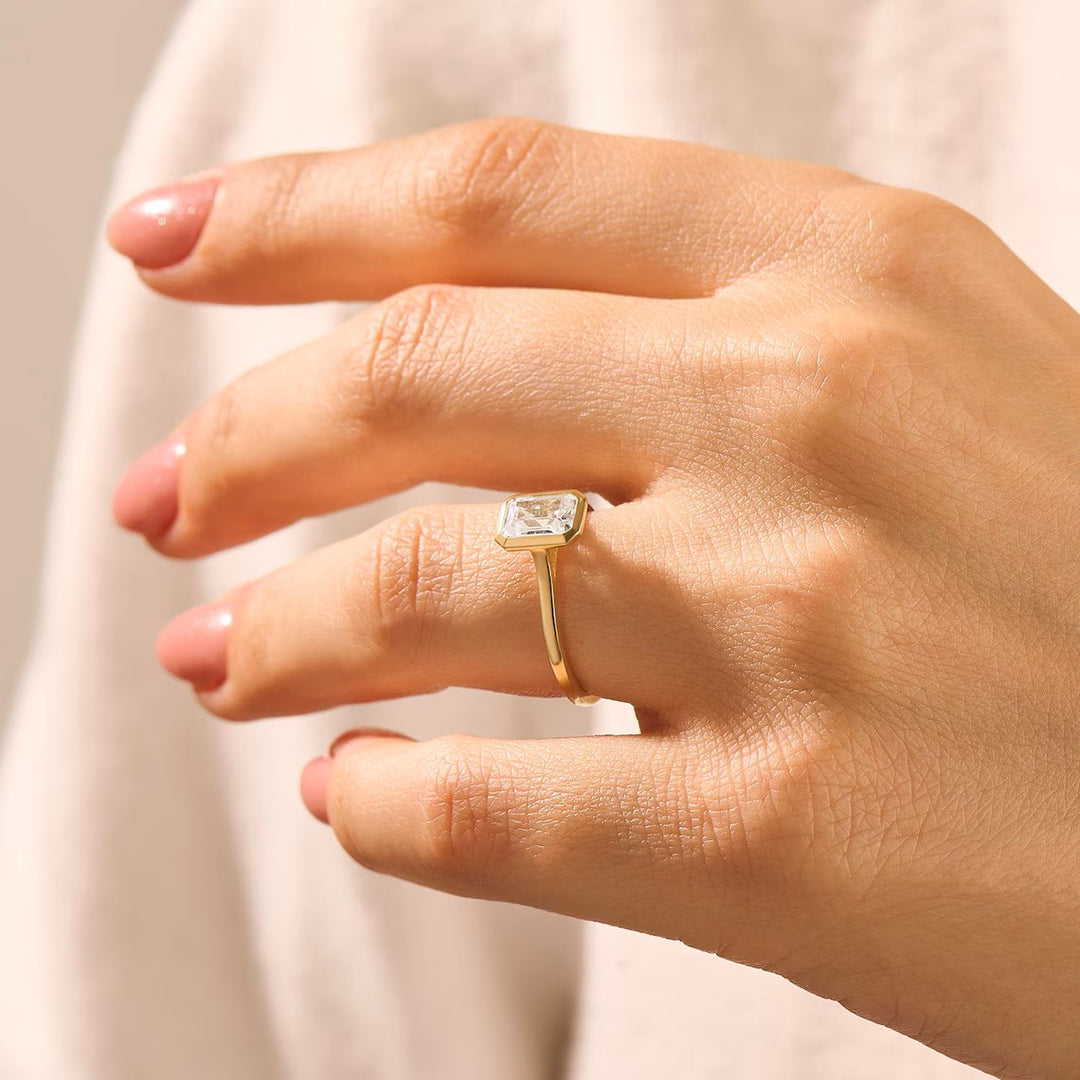 Emerald Cut Moissanite Engagement Rings