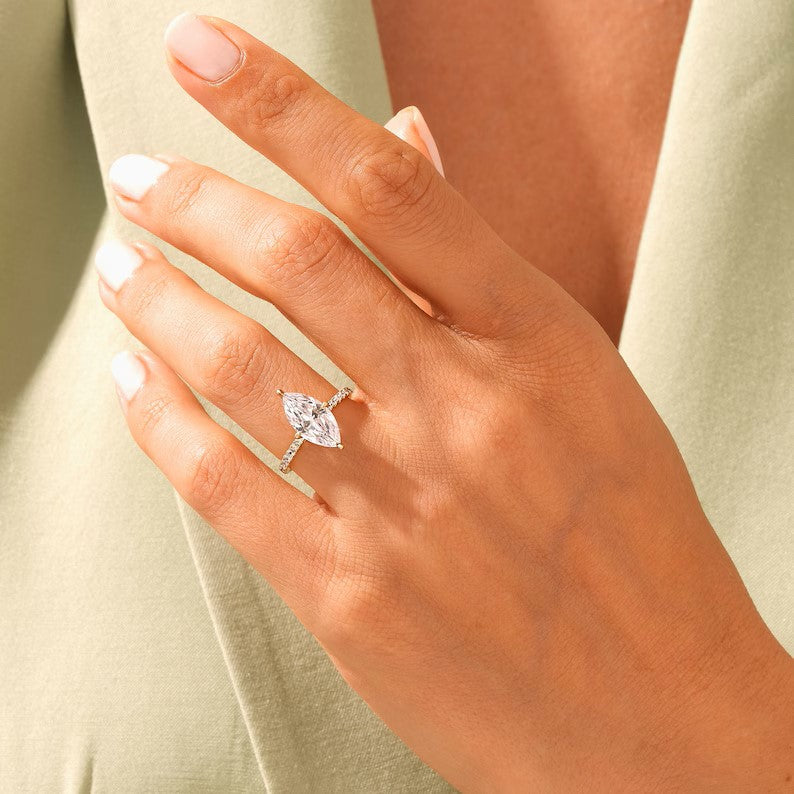 Marquise Moissanite Engagement Ring