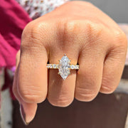 2.5 CT Marquise Cut Moissanite Engagement Ring 14K Solid Gold Wedding Ring Marquise Diamond Hidden Halo Ring Anniversary Ring Promise Ring