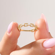 Gold Diamond Chain Link Ring