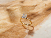 Emerald Cut Engagement Ring in 14k Solid Gold