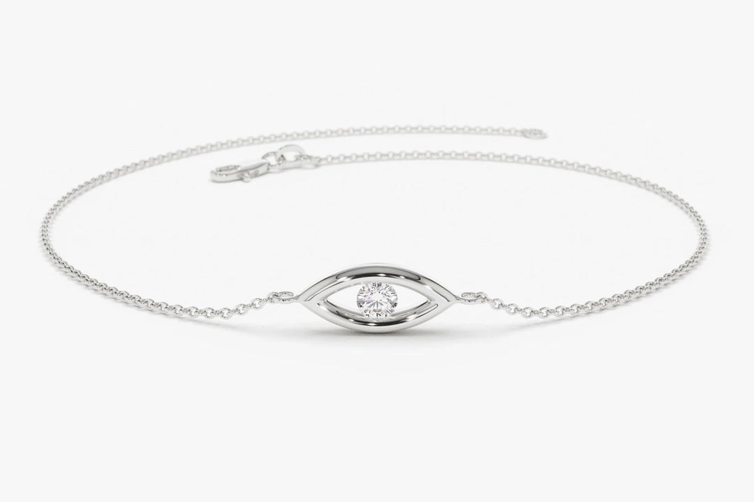 Evil Eye Diamond Bracelet in 14k Gold Good Luck Charm Bracelet And Friendship Bracelet