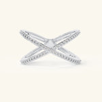 Load image into Gallery viewer, Gold Diamond Criss Cross Ring Gold X Ring
