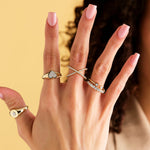 Load image into Gallery viewer, Gold Diamond Criss Cross Ring Gold X Ring
