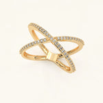 Load image into Gallery viewer, Gold Diamond Criss Cross Ring Gold X Ring
