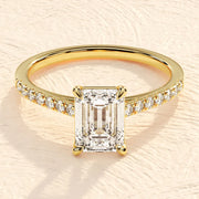1.50 CT Emerald Cut Moissanite Engagement Ring