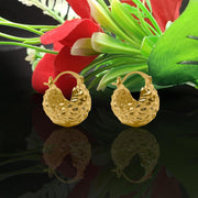 14K Gold Thick Ball Hoop Earring Dome Huggie Ball Hoop Earring Chunky Boat Basket Hoop Earring Basket Ball Earring Small Hoop Earring