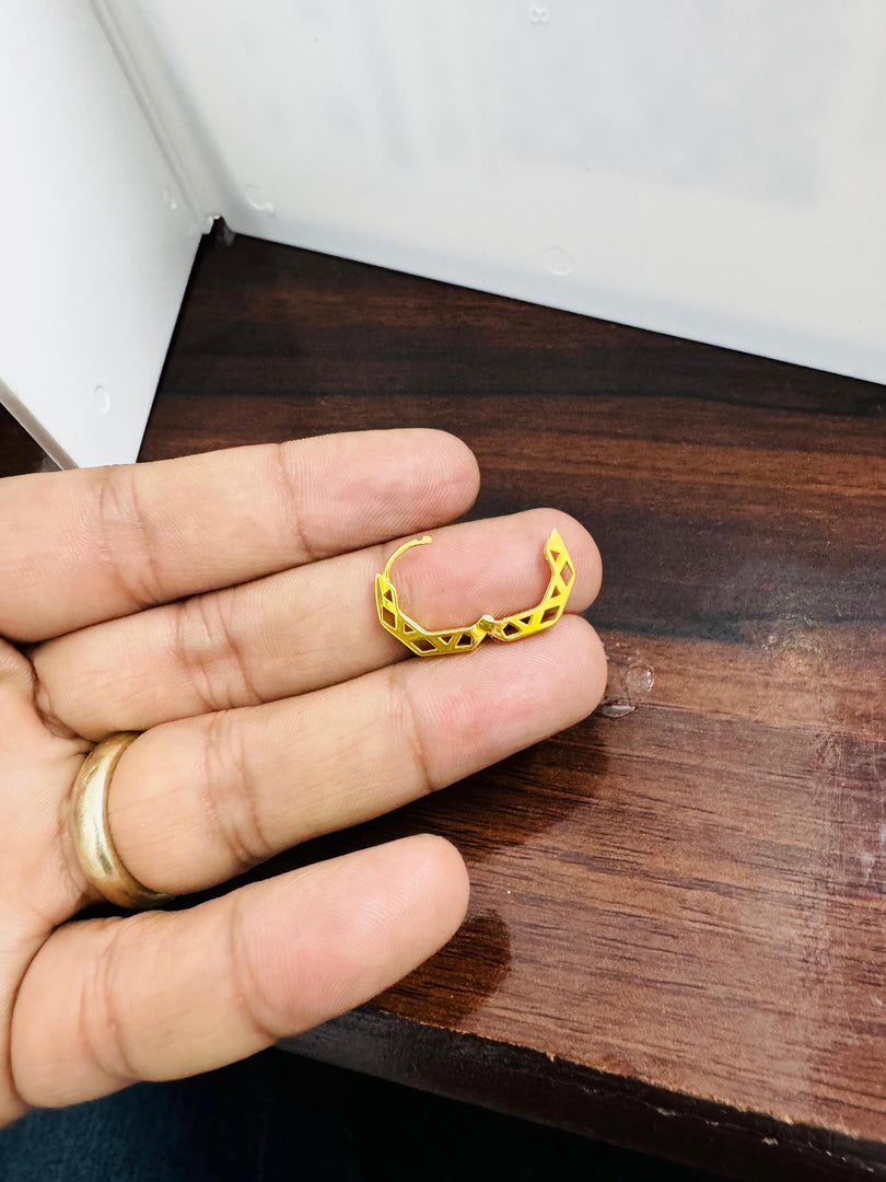 14K Gold Hoop Earring Chunky Hoop Earring Teardrop Everyday clicker hoop Earring Chunky Earring Teardrop Hoop Earring Hexagon Hoop Earring