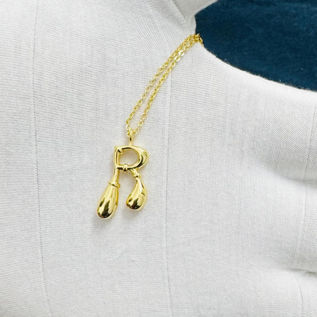 14K Gold Two Interlocking Special Custom Design Letter Pendant, Two Initials Pendant, Initial Letter Charm A-Z Pendant