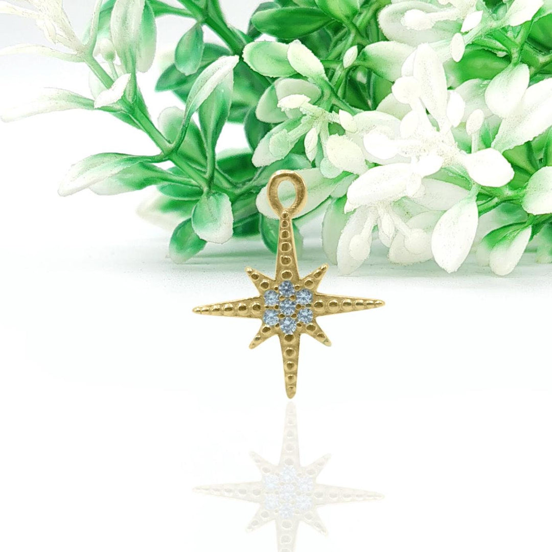 14K Gold North Star Pendant, Celestial Star Pendant, Star Signet Pendant, Small Star Pendent, Christmas Gift, Tiny Star Pendant