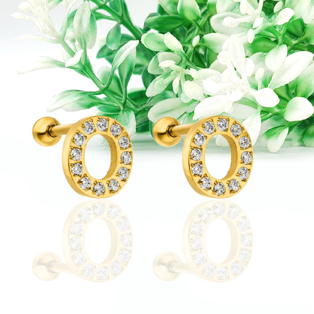 14KGold Alphabet Earring Cz stud initial Earring Alphabet stud Earring Initial Stud Earring Custom Initial Stud Earring Letter Hoop Earring