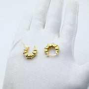 14K Gold Scalloped Shrimp Earrings, Classic Shrimp Hoop Earrings Real Gold Classic Statement Hoops, Chunky Earrings, Handmade Jewelry