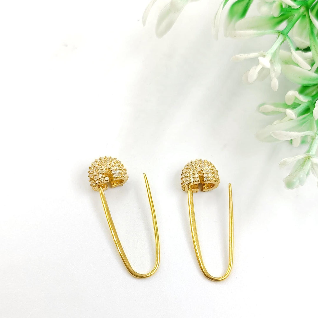 925 Sterling Silver Safety Pin Earrings, Minimal Gold Safety Pin Earrings, Modern Stacking Earrings,  Minimalist Gold Earrings