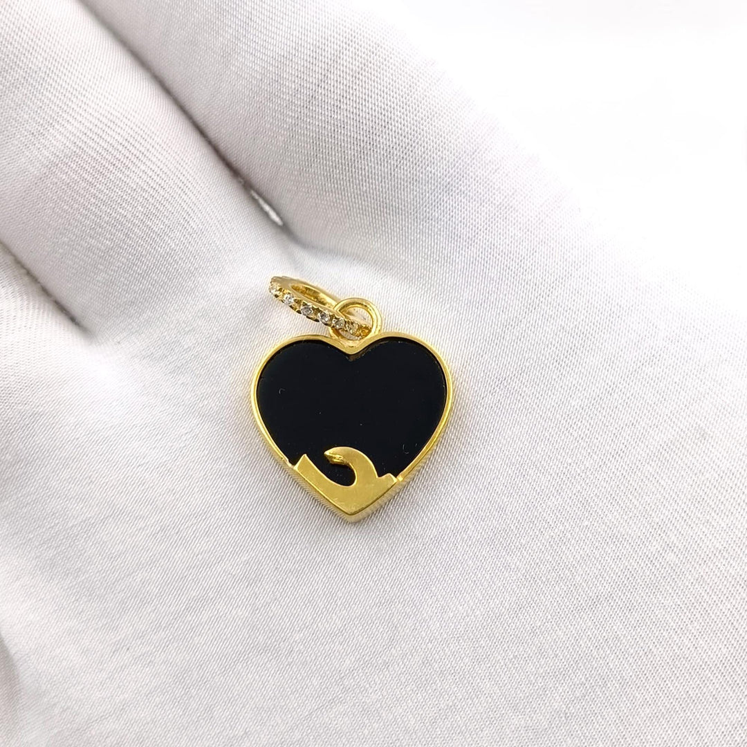 Black Onyx Sterling Silver Heart Charm Small Black Heart Charm Small Heart Charm Silver Heart Charm, Black Heart Pendant With handmade Chain