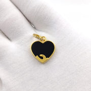 Black Onyx Sterling Silver Heart Charm Small Black Heart Charm Small Heart Charm Silver Heart Charm, Black Heart Pendant With handmade Chain