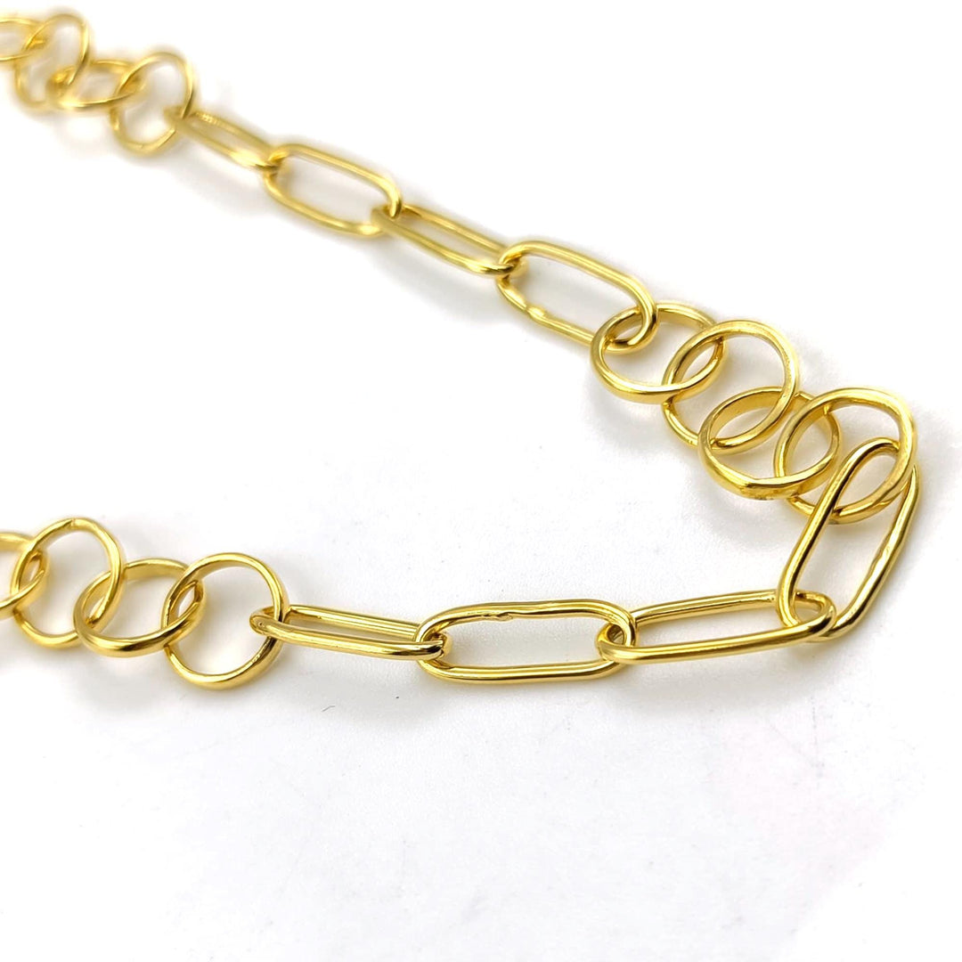 14K solid Yellow Gold Plated Oval Cable Chain Necklace, Layering Gold Necklace, Link Statement Necklace, Plain Gold Necklace, Necklace Charm